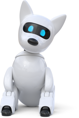 Mascote Robô Cachorro sentado